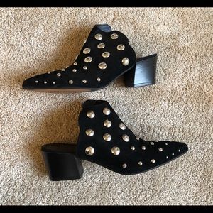 Topshop Black studded bootie mules